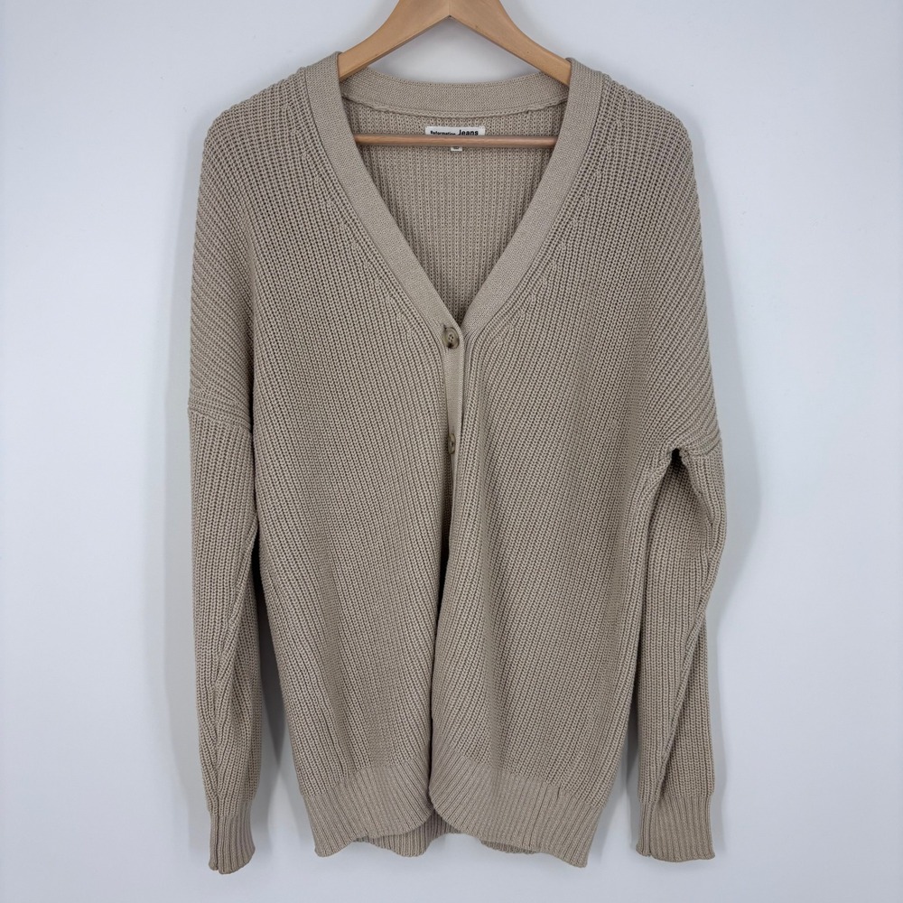 Reformation Jeans Oversized Ribbed Organic Cotton Cardigan Sweater Womens S